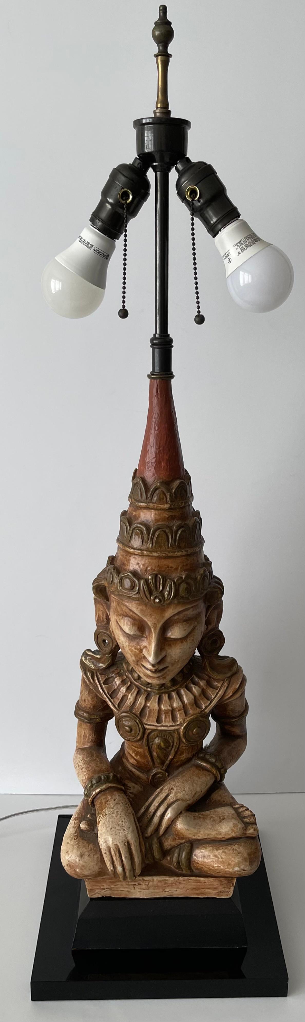 Grande lampe Bouddha de style James Mont en vente 3