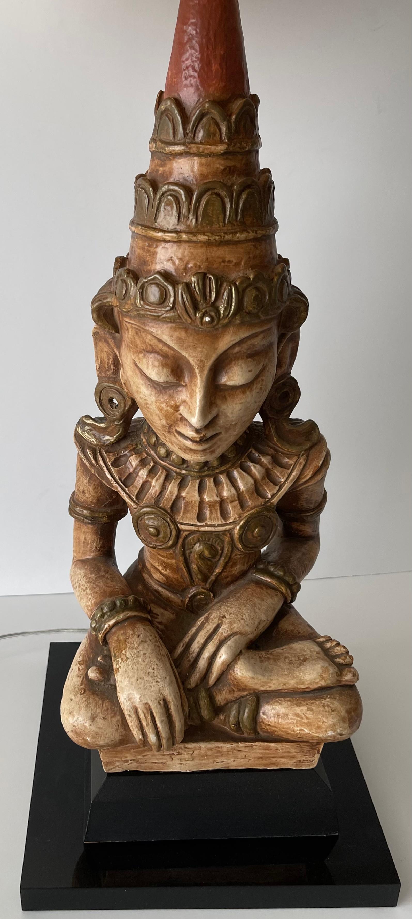 Mid-20th Century Large James Mont Style Buddha Lamp For Sale