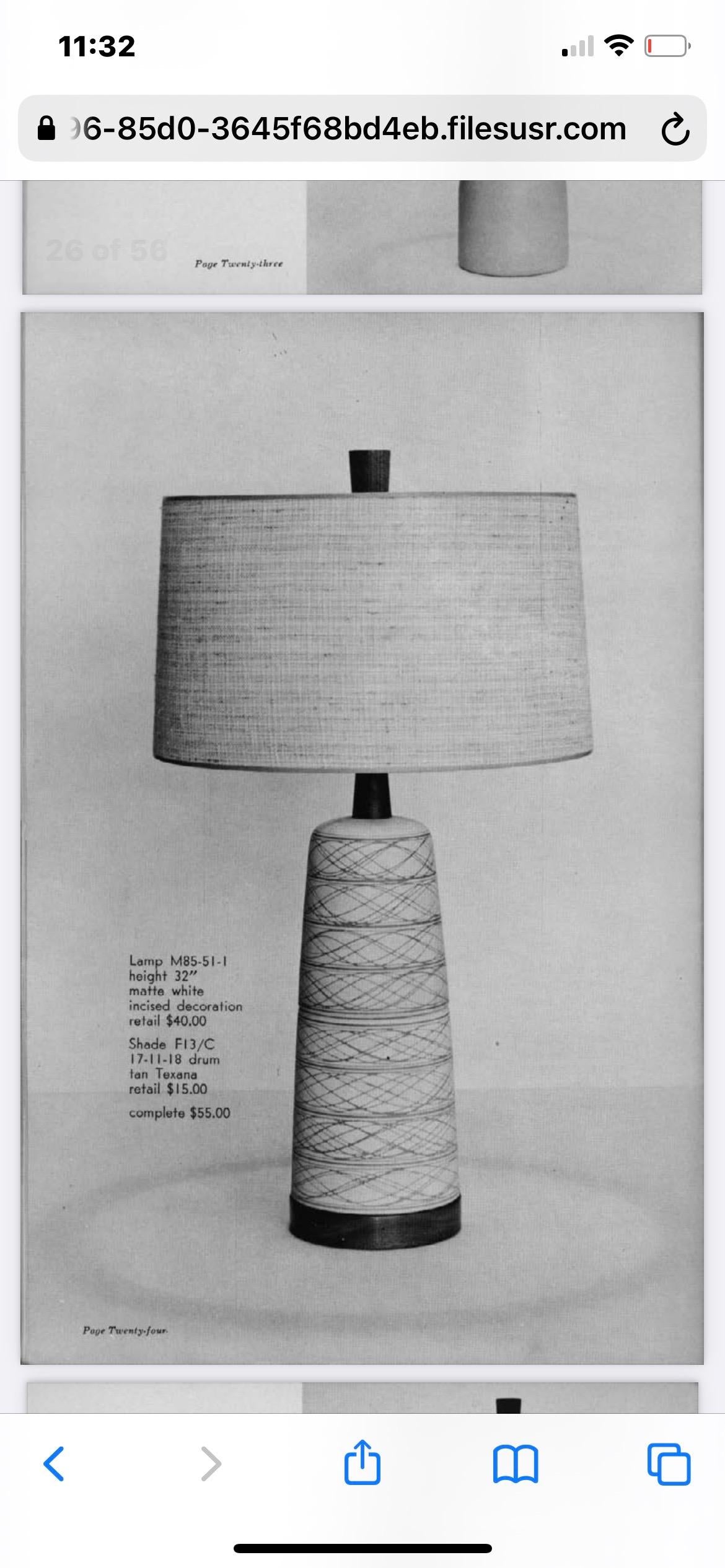 Mid-20th Century Large Jane and Gordon Martz Ceramic Table Lamp