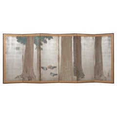Large Japanese 6-Panel Byôbu 'Folding Screen' by Imperial Household Artist 小室翠雲
