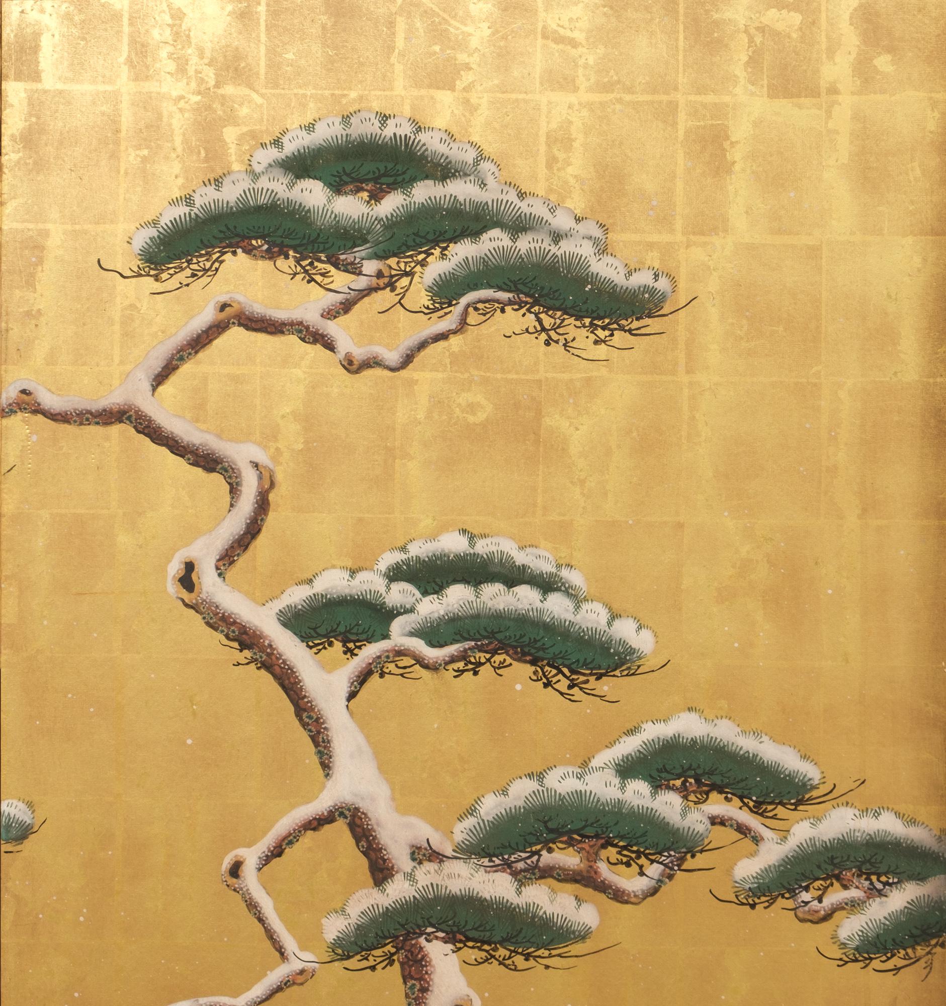 Large Japanese 6-panel byôbu 屏風 (folding screen) of Prince Genji riding a horse 2