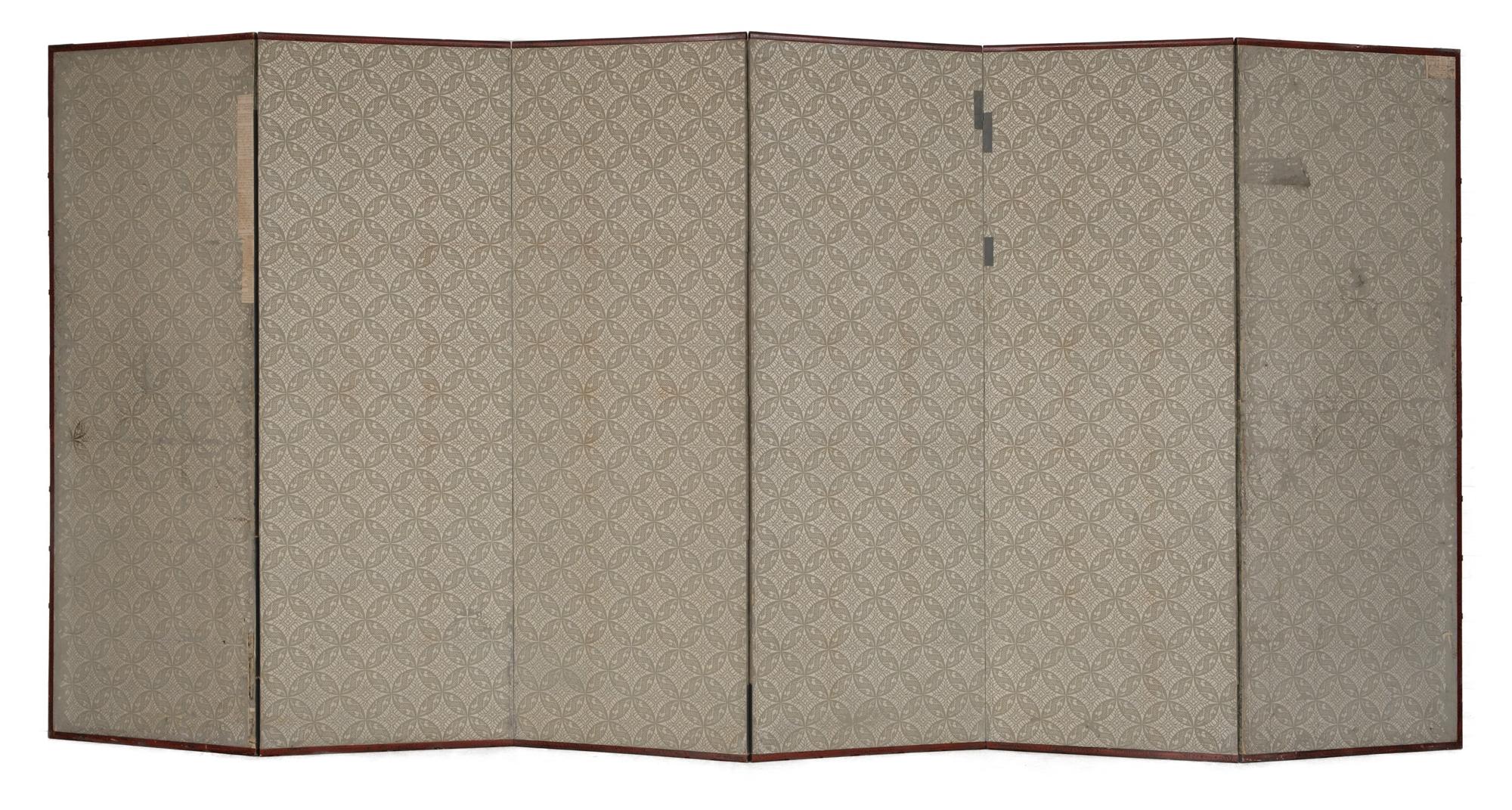 Large Japanese 6-panel byôbu 屏風 (folding screen) with chrysanthemum garden For Sale 13