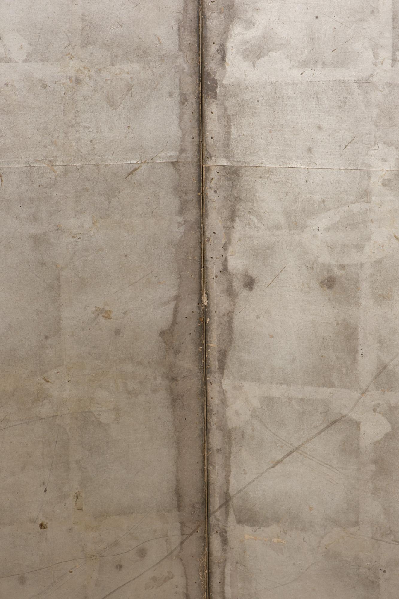 Silver Leaf Large Japanese 6-panel folding screen with chrysanthemums on silver leaf
