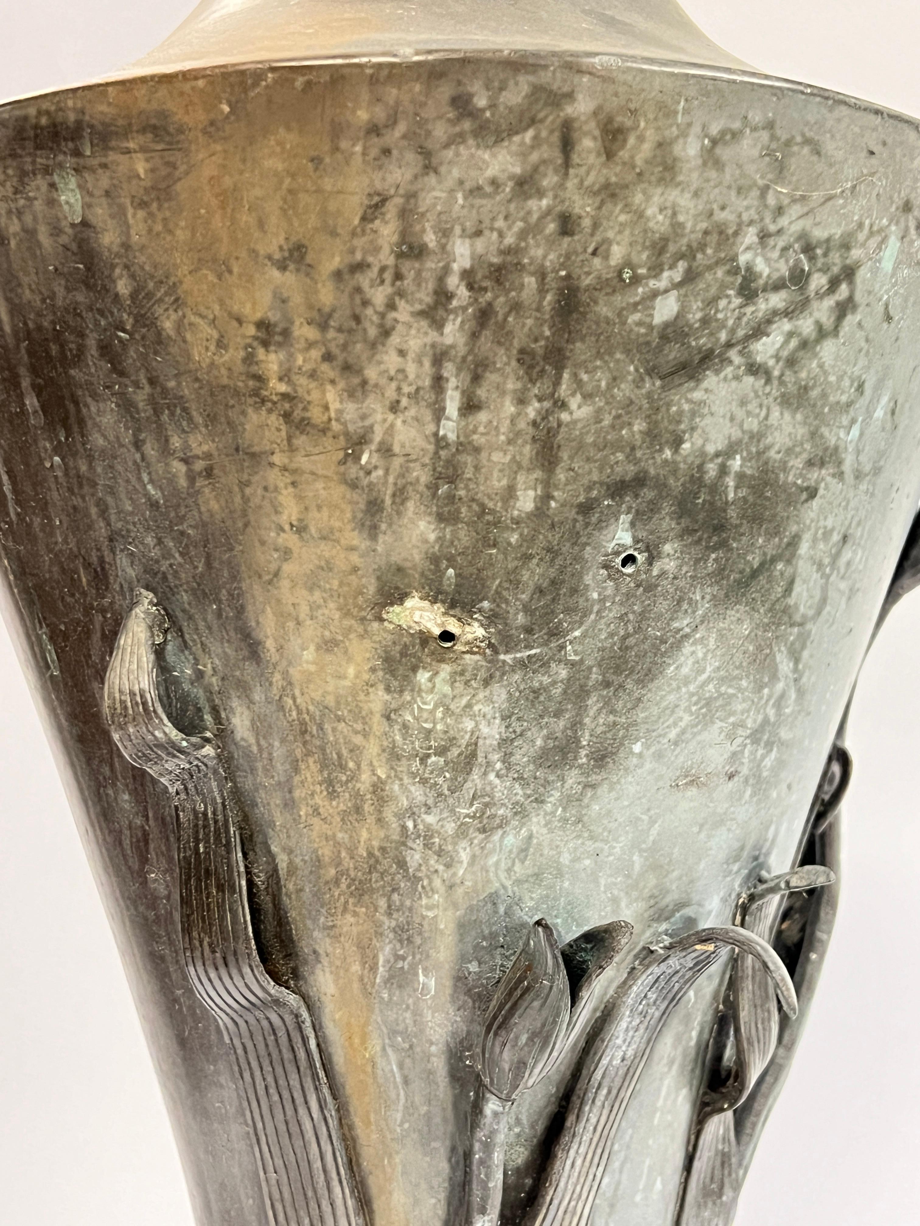 Giapponese grande  Antico vaso da giardino in bronzo del periodo Art Nouveau in vendita 4