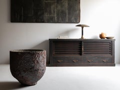 Japanese antique Large crucible 1920s-1940s / Melting Pot Flower Vase /Wabi sabi