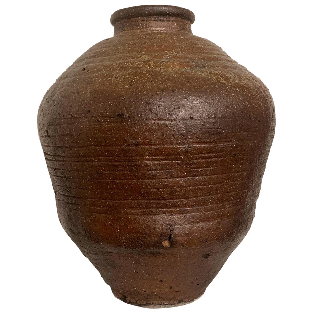 Large Japanese Antique Shigaraki Tsubo Jar For Sale