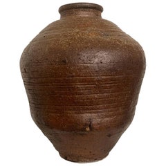 Large Japanese Antique Shigaraki Tsubo Jar