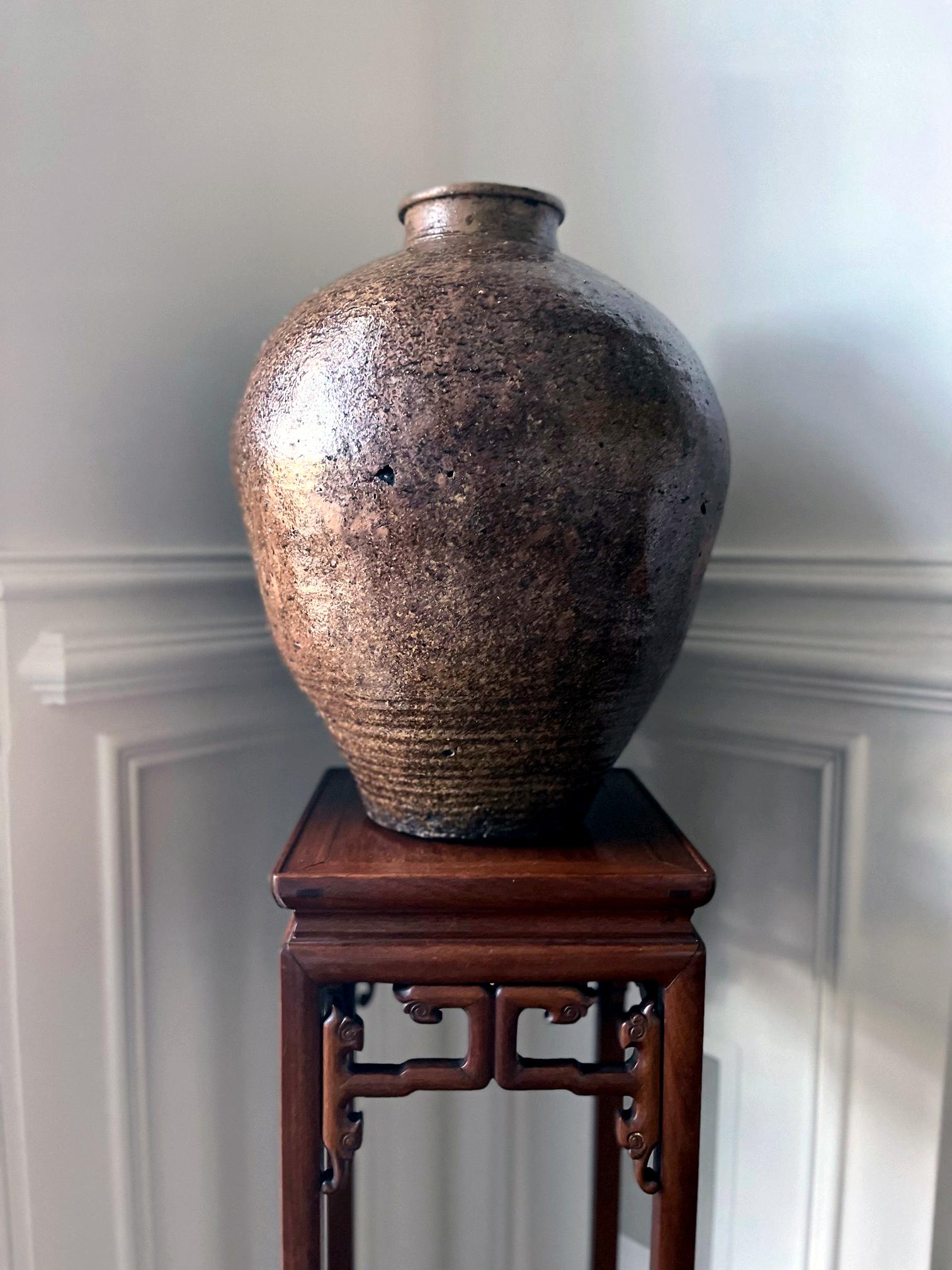 Large Japanese Antique Tokoname Tsubo Stoneware Floor Jar 11