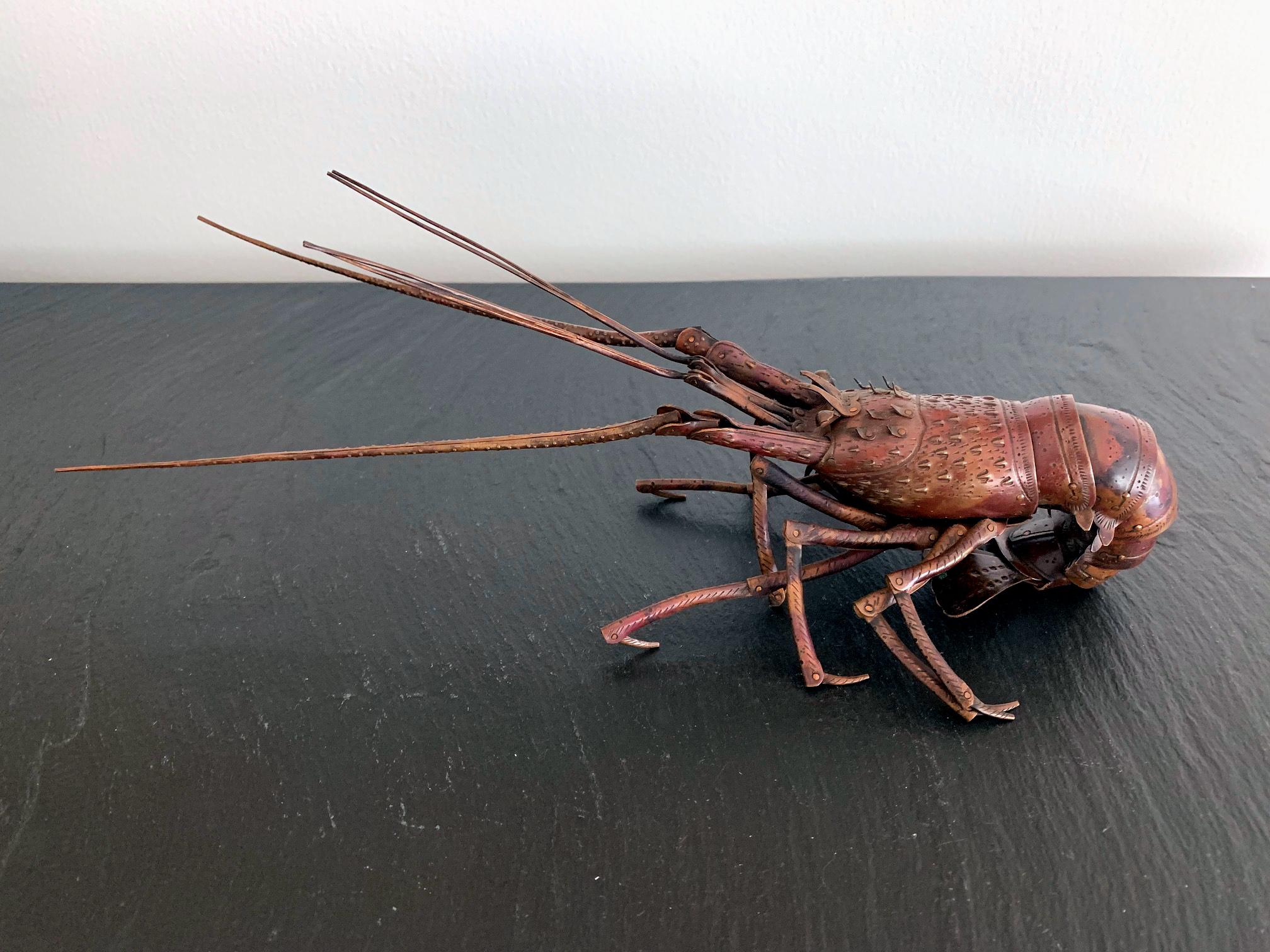 20th Century Large Japanese Articulate Lobster Okimono Meiji Period Signed