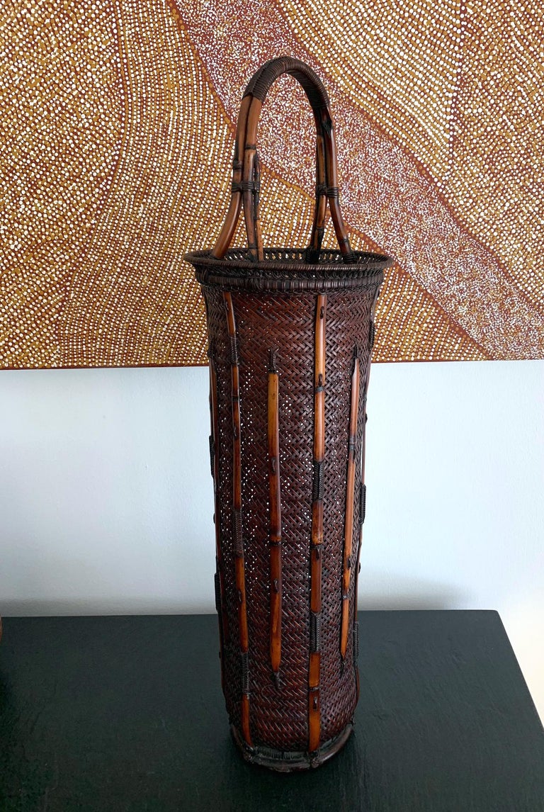 Large Japanese Bamboo Ikebana Basket Maeda Chikubosai I For Sale at 1stDibs