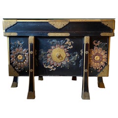 Antique Large Japanese Black Lacquered Storage Chest, 19th Century