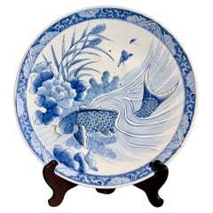 Large Japanese Blue and White Arita Porcelain Charger, Edo Period, 19th C, Japan