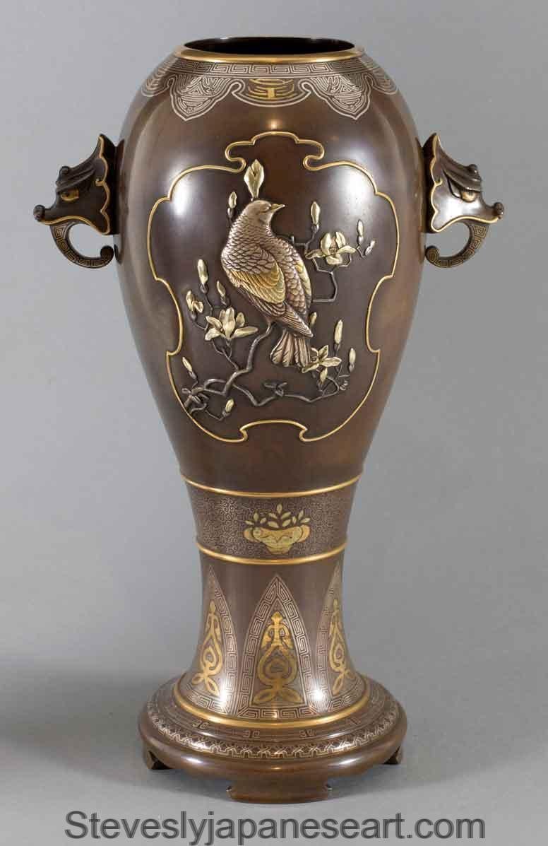 Grands vases japonais en bronze et métal mélangé de Masayuki Bon état - En vente à Christchurch, GB