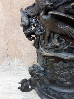 Large Japanese Bronze Incense Burner, Japan Meiji Period