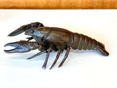 Großer japanischer Bronze Hummer Okimono Meiji Periode