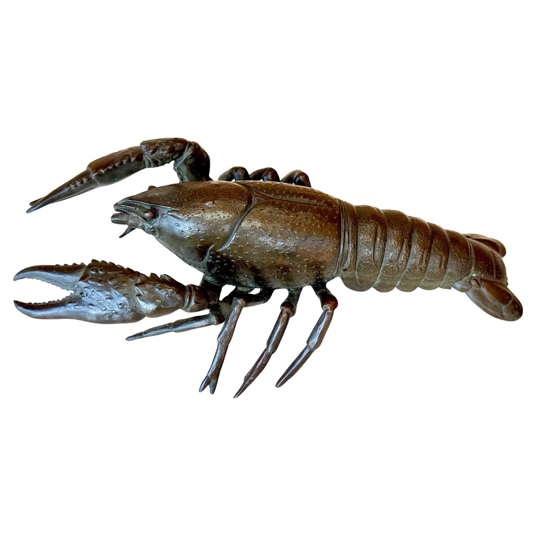Large Japanese Bronze Lobster Okimono Meiji Period
