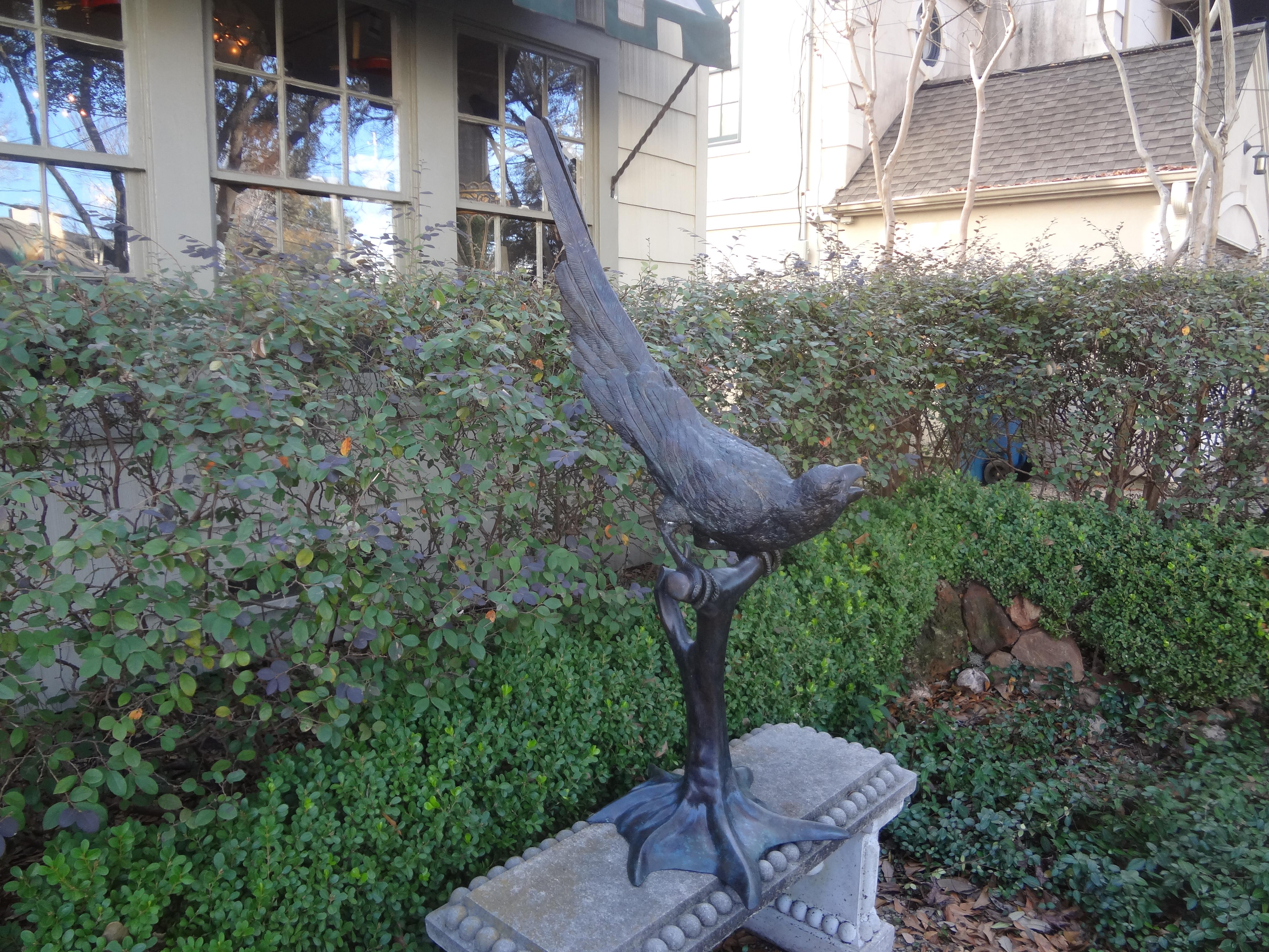 Large Japanese Bronze Macaw Parrot Sculpture-48 Inches In Good Condition For Sale In Houston, TX