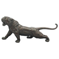 Grand tigre japonais en bronze de la période Meiji