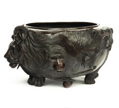 Large Japanese Bronze Zoomorphic Jardiniere by Seiya