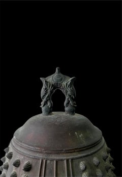 Large Japanese Buddhist Bronze Temple Bell with Resonant Tone, 19th Century