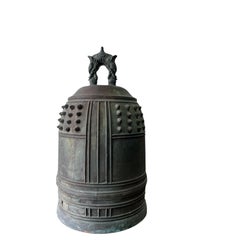 Large Japanese Buddhist Bronze Temple Bell with Resonant Tone, 19th Century