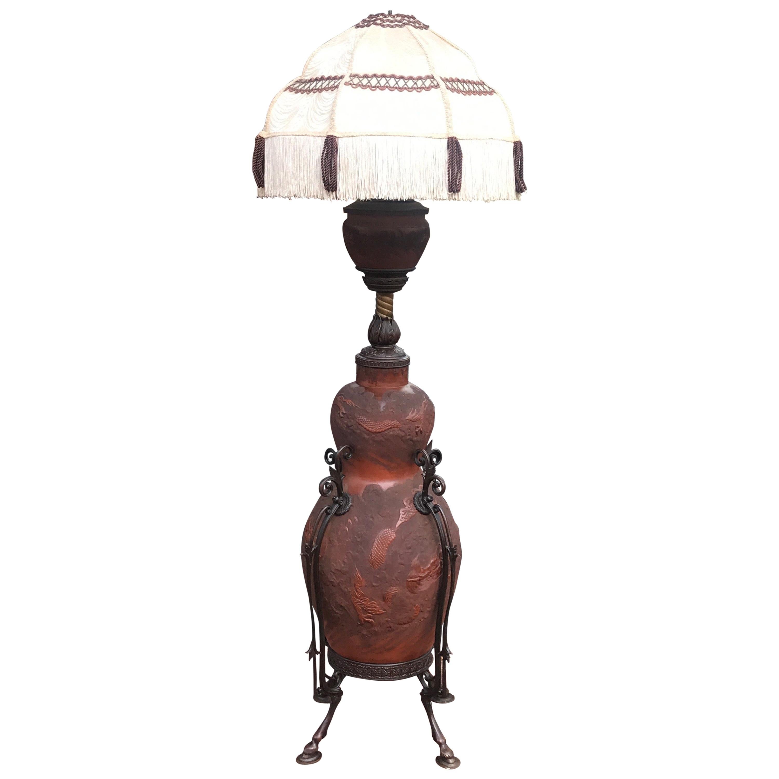 Large Japanese Ceramic and Bronze Floor Lamp at 1stDibs