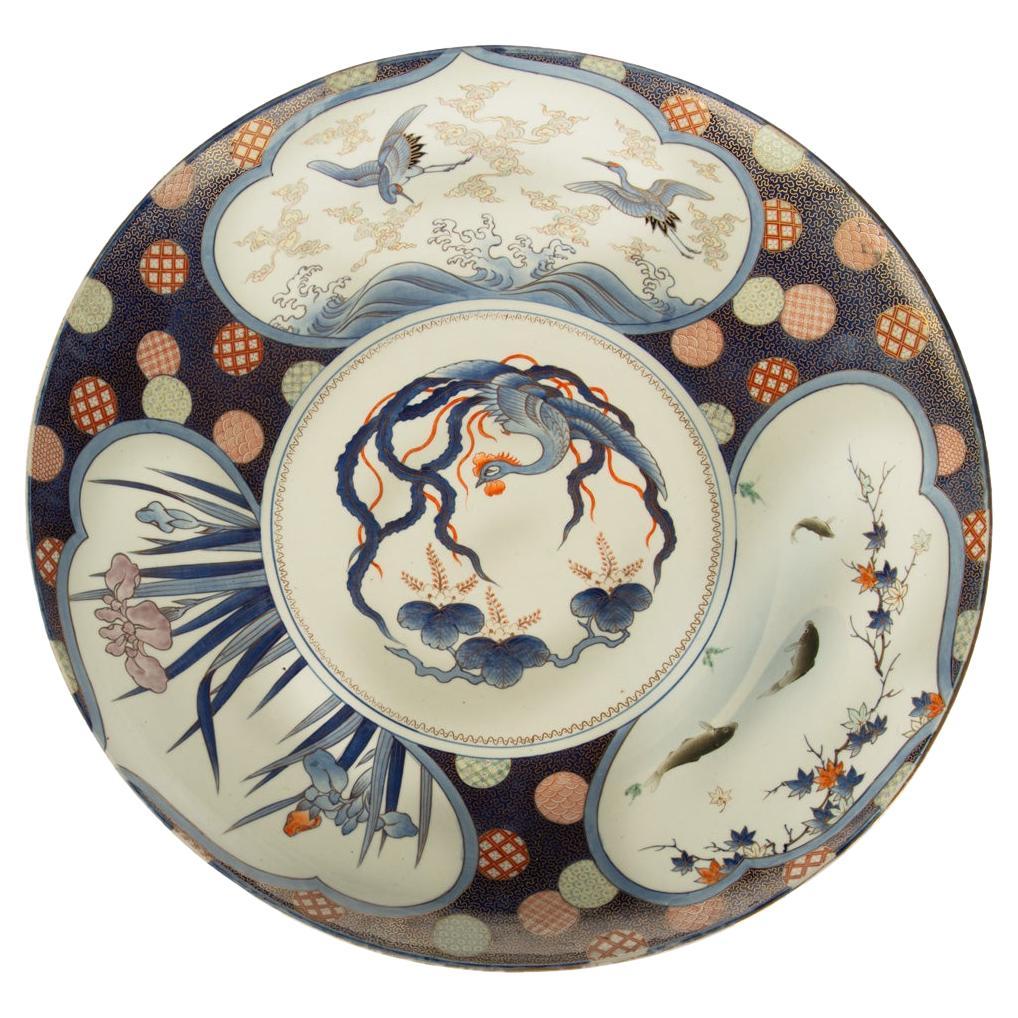 Large Japanese Ceramic Charger by Fukagawa Seiji Company For Sale