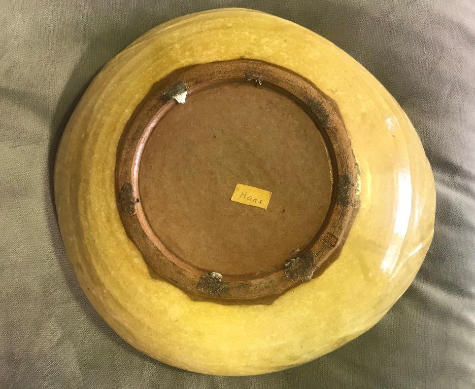 Fatto a mano Giapponese asiatico, firmato e timbrato, grande vaso in ceramica smaltata, ciotola bassa caricabatterie in vendita