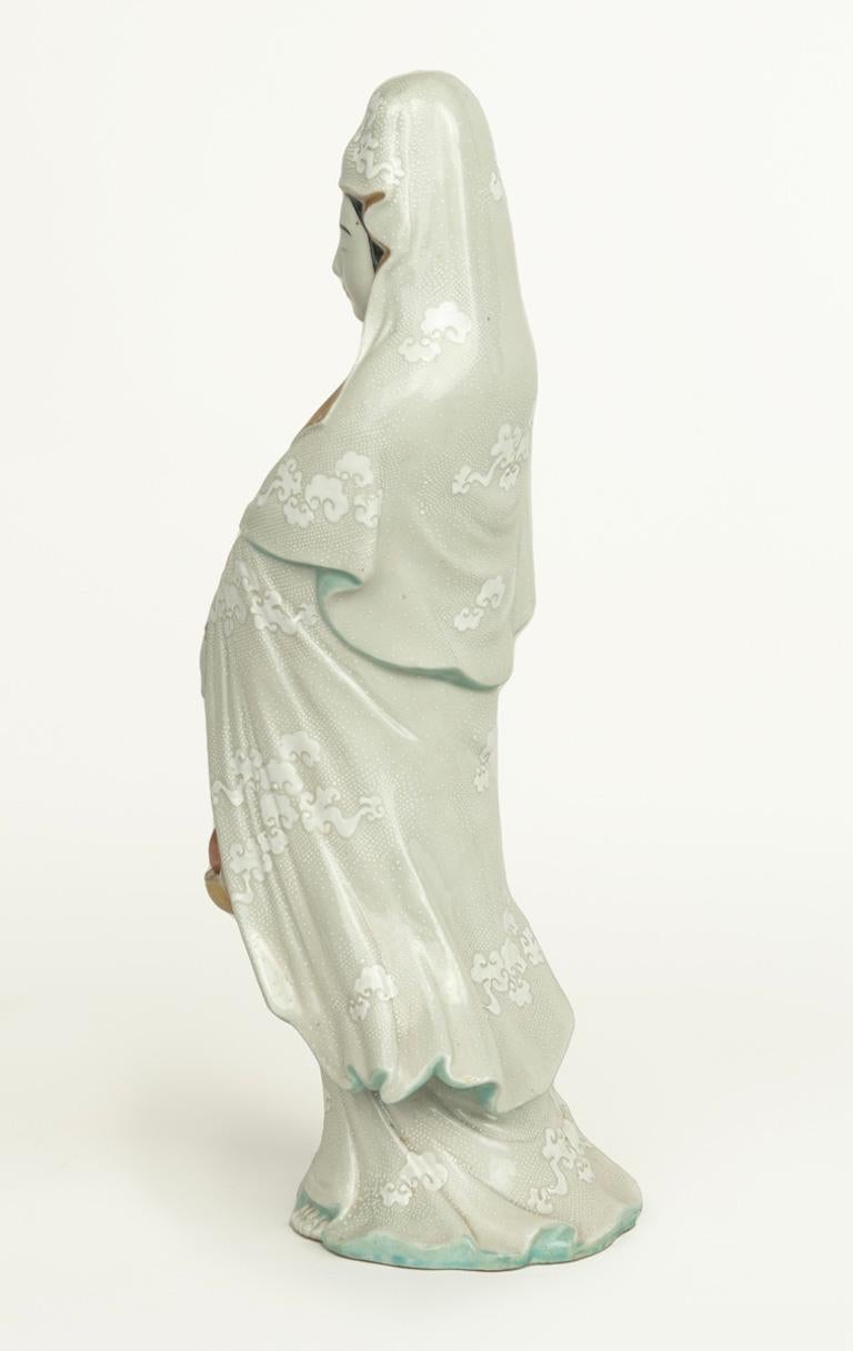 Large Japanese Ceramic Okimono of Kannon In Good Condition In Christchurch, GB