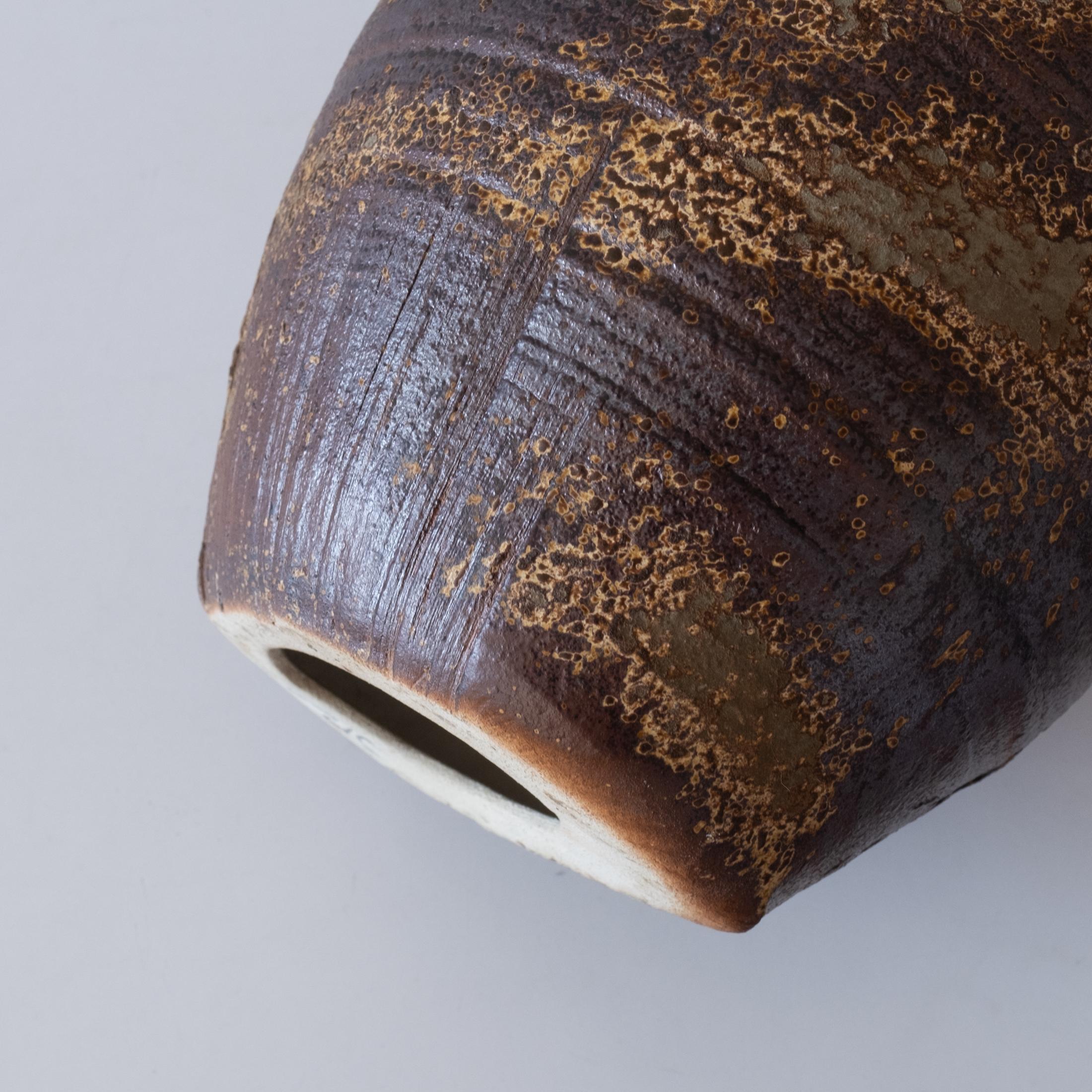 Large Japanese Ceramic Weed Pot Vase Signed 8