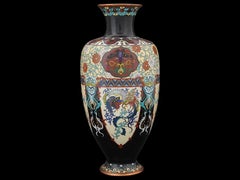 Large Japanese Cloisonne Enamel Dragon Vase