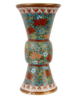 Large Japanese Cloisonne Enamel Trumpet Shaped Vase