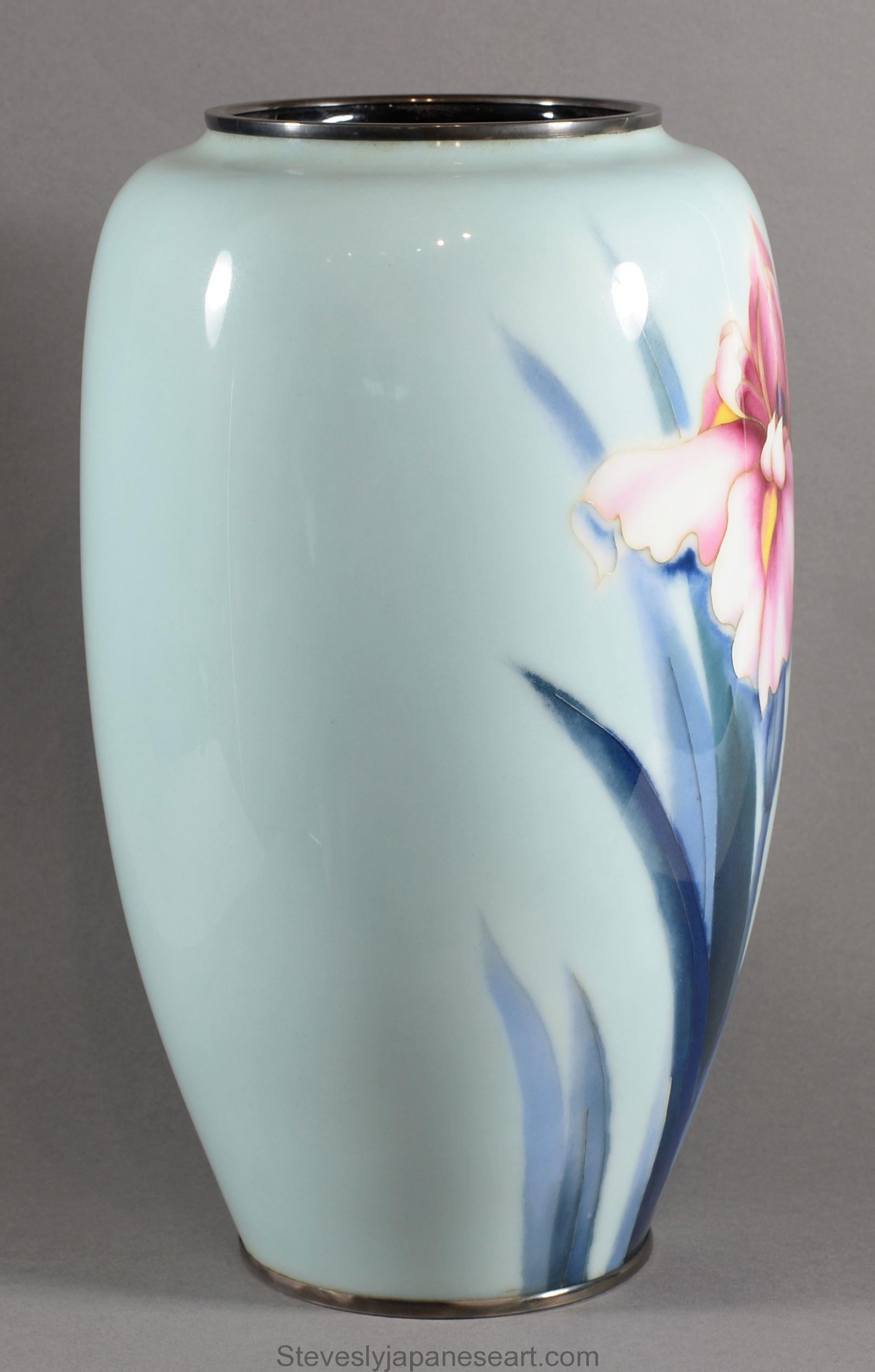 Taisho Large Japanese Cloisonne Enamel Vase Ando Company For Sale