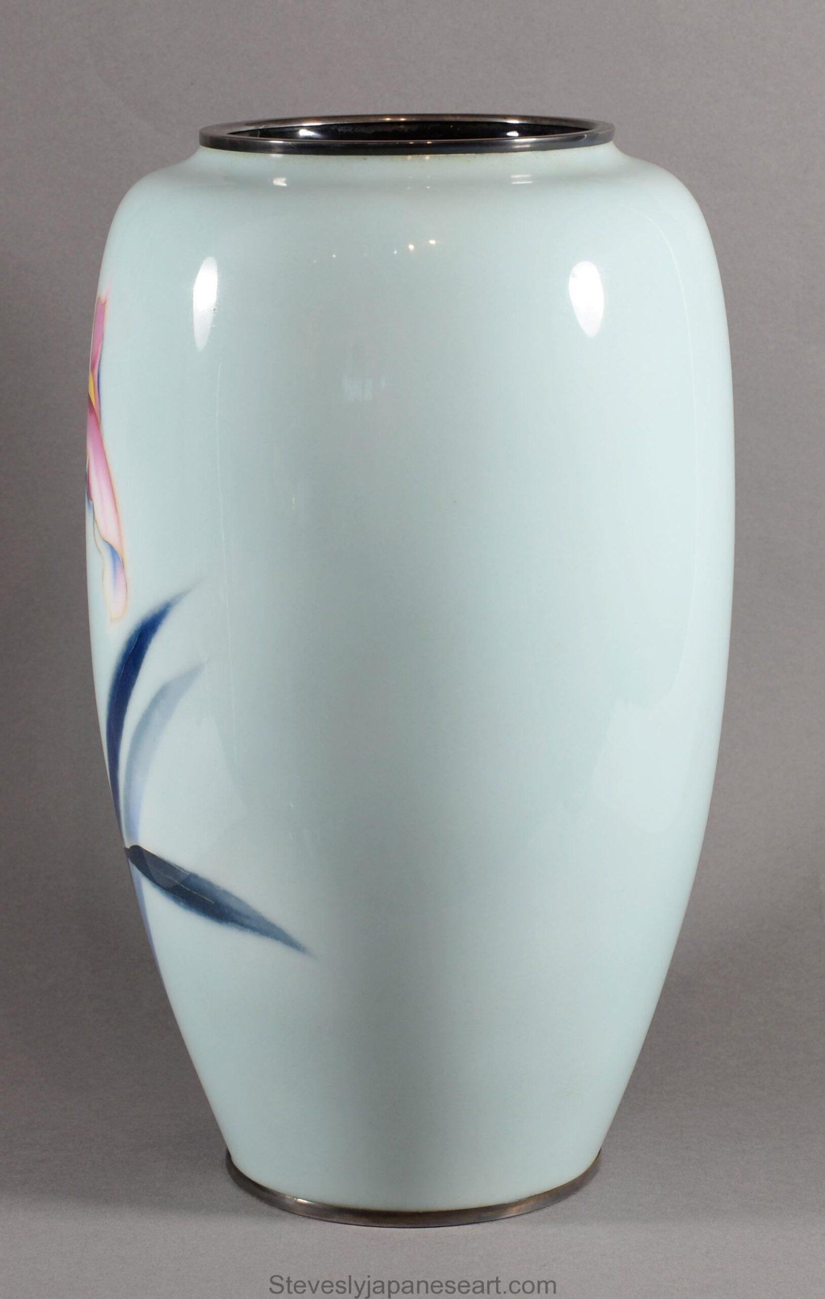 Silver Large Japanese Cloisonne Enamel Vase Ando Company For Sale