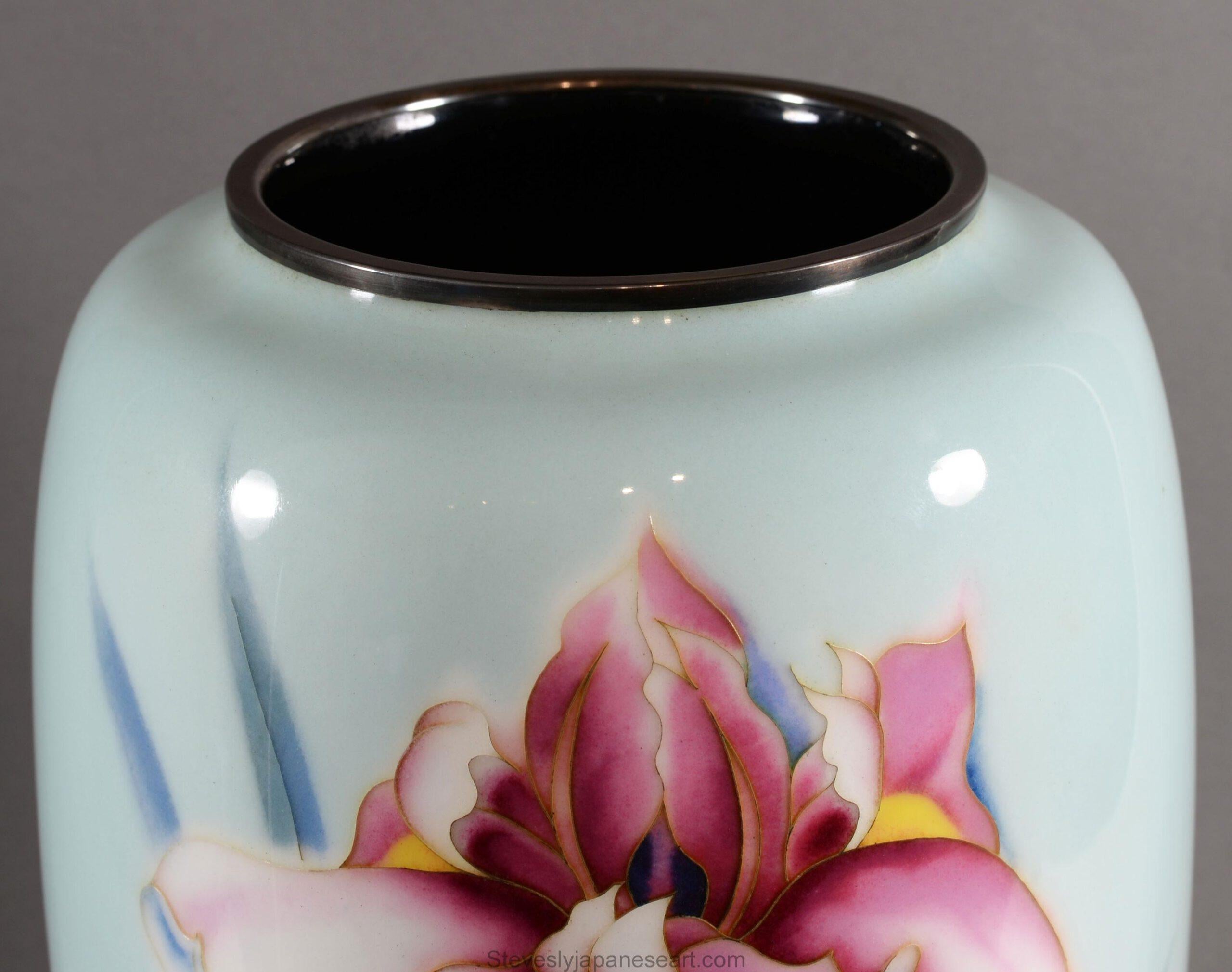 Grand vase japonais en émail cloisonné de la société Ando en vente 2