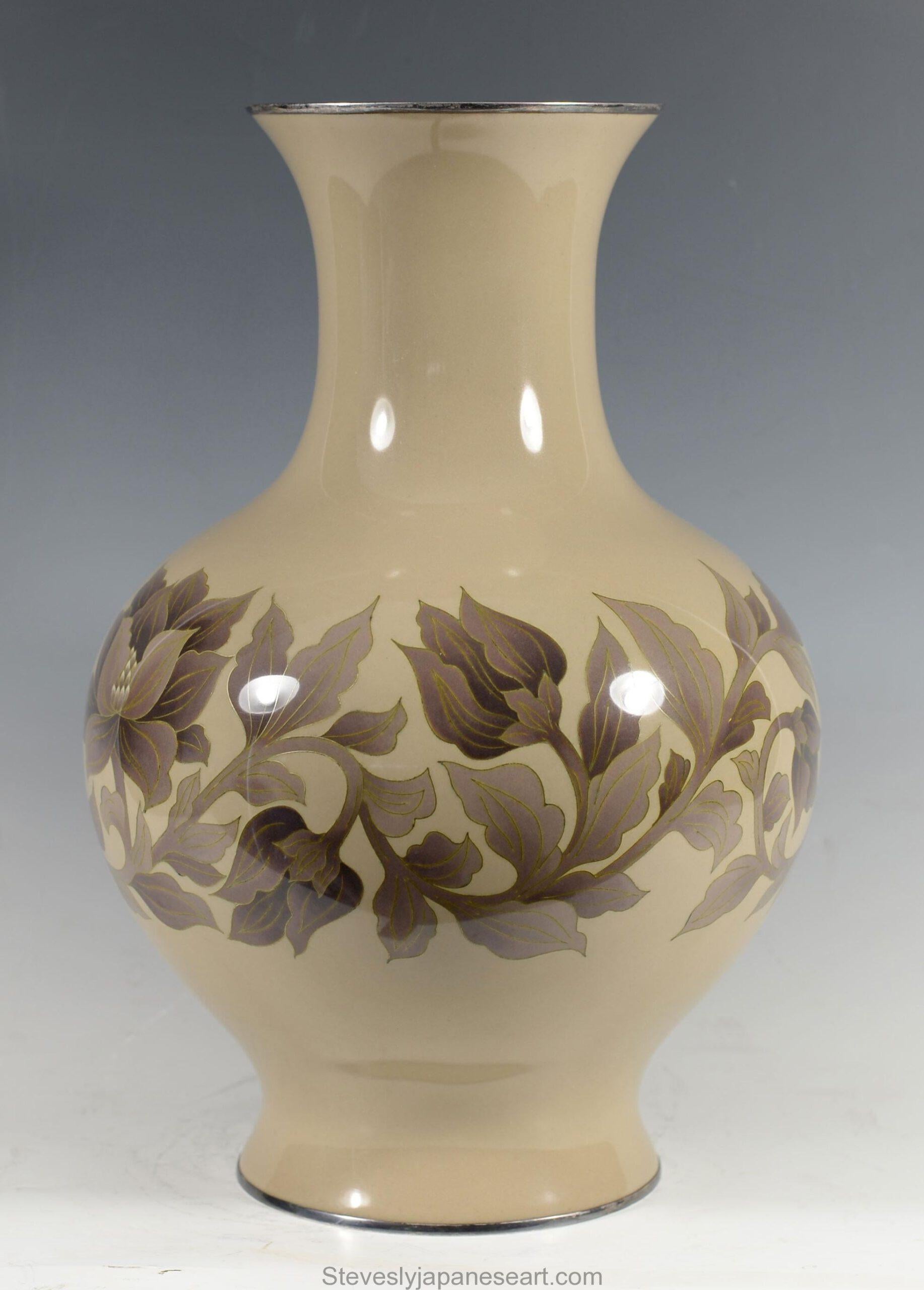 Silver Large Japanese Cloisonne Enamel Vase By Ando Company 