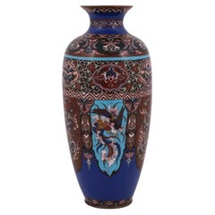 Large Japanese Cloisonne Enamel Vase with Dragons