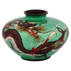 Große japanische Cloisonné- und Ginbari-Emaille-D Drachenvase