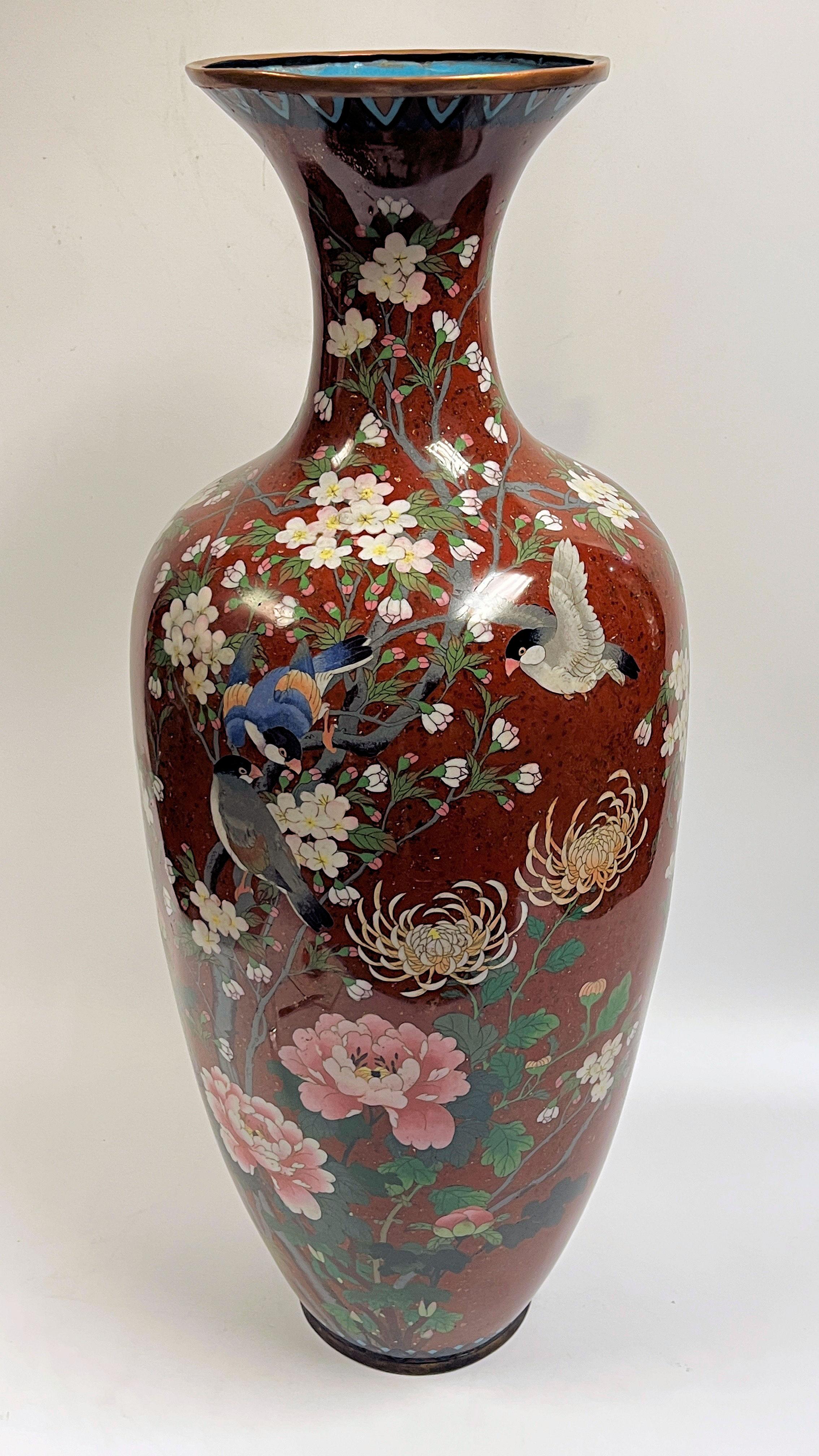 Cloissoné Large Japanese Cloisonne Vase