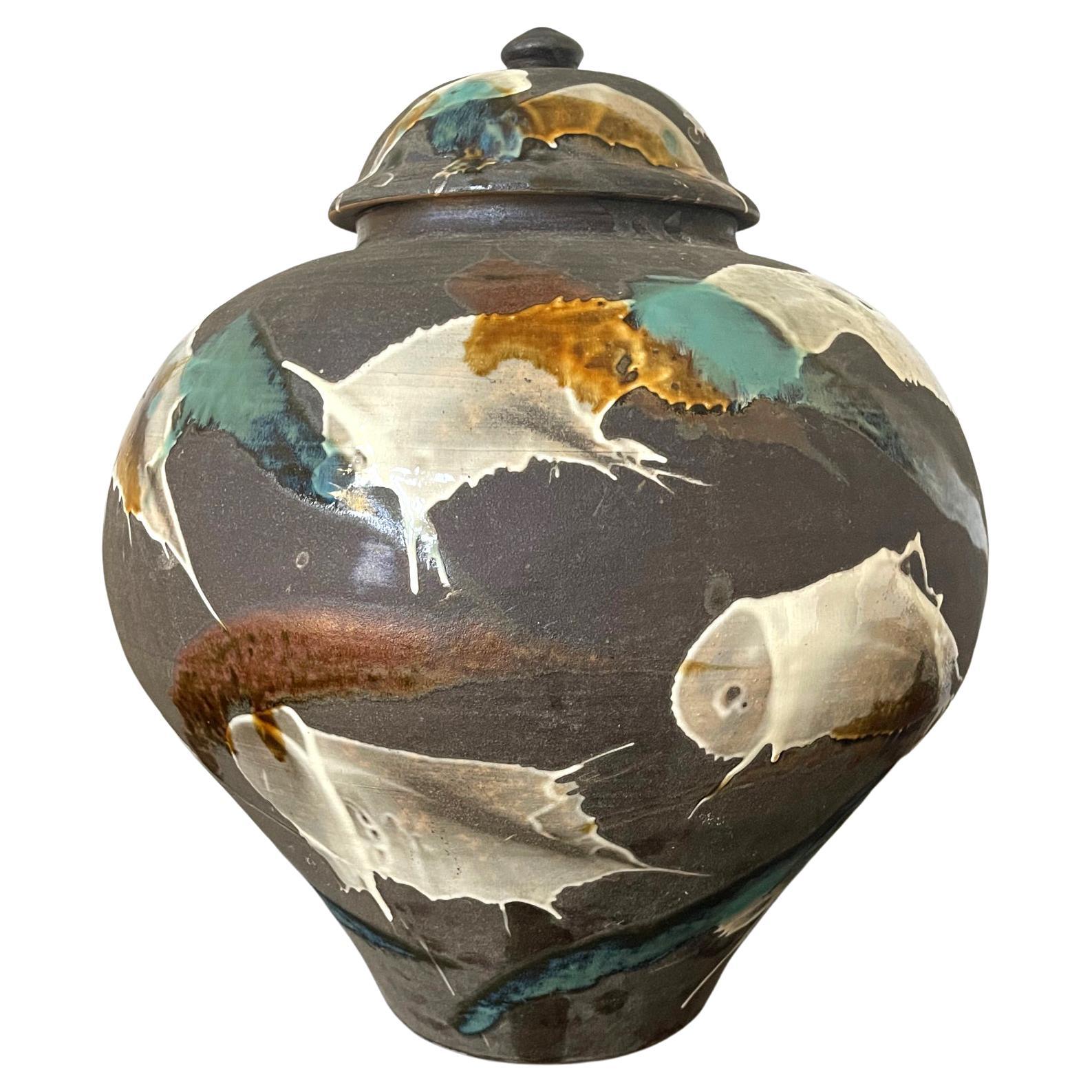 Large Japanese Contemporary Ceramic Jar from Onda Yaki Kiln For Sale