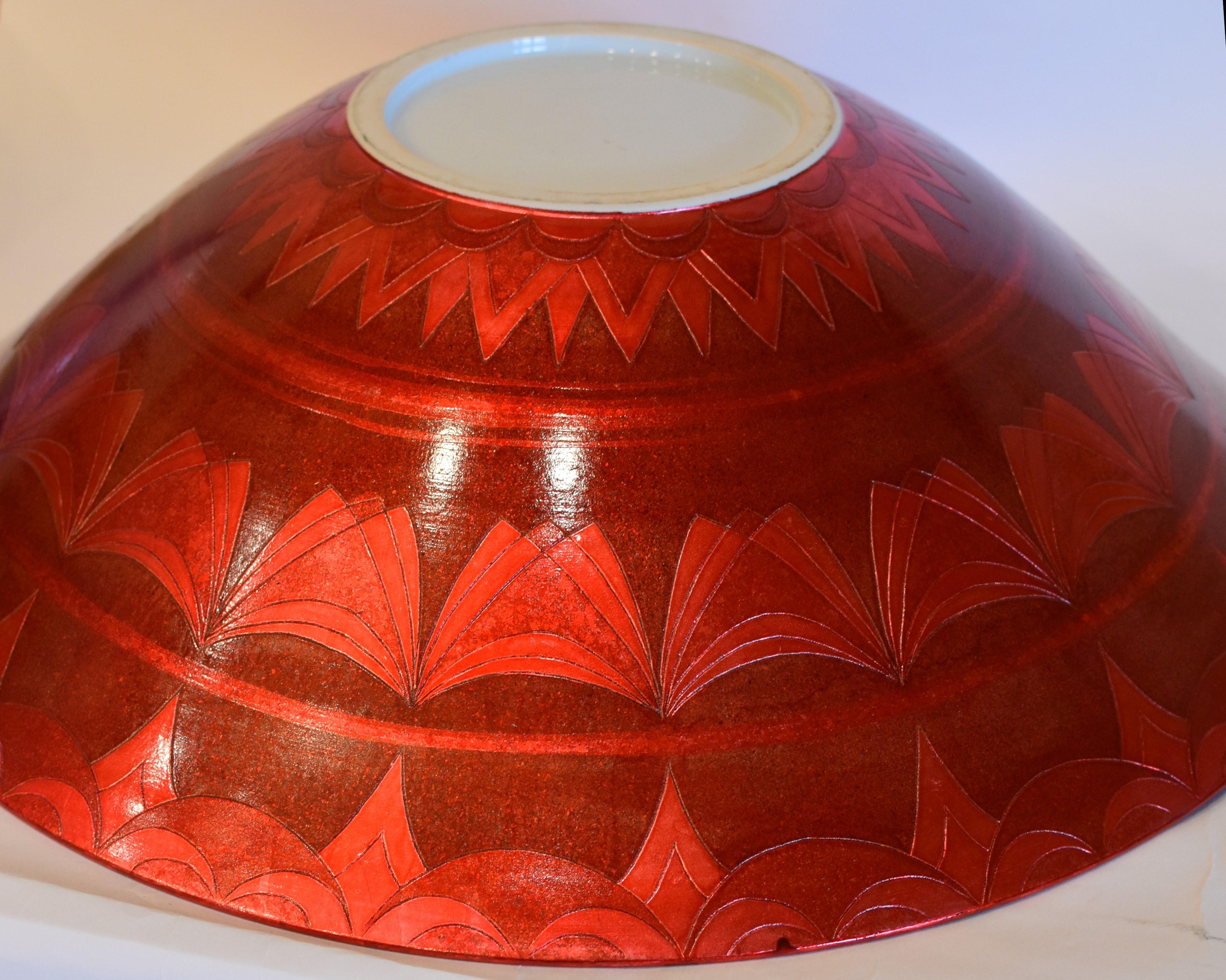 Cuenco Japonés Contemporáneo de Porcelana Roja del Maestro Artista, 2 Meiji en venta