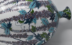 Japanese Contemporary Porcelain Vase Blue Purple Green by Master Artist