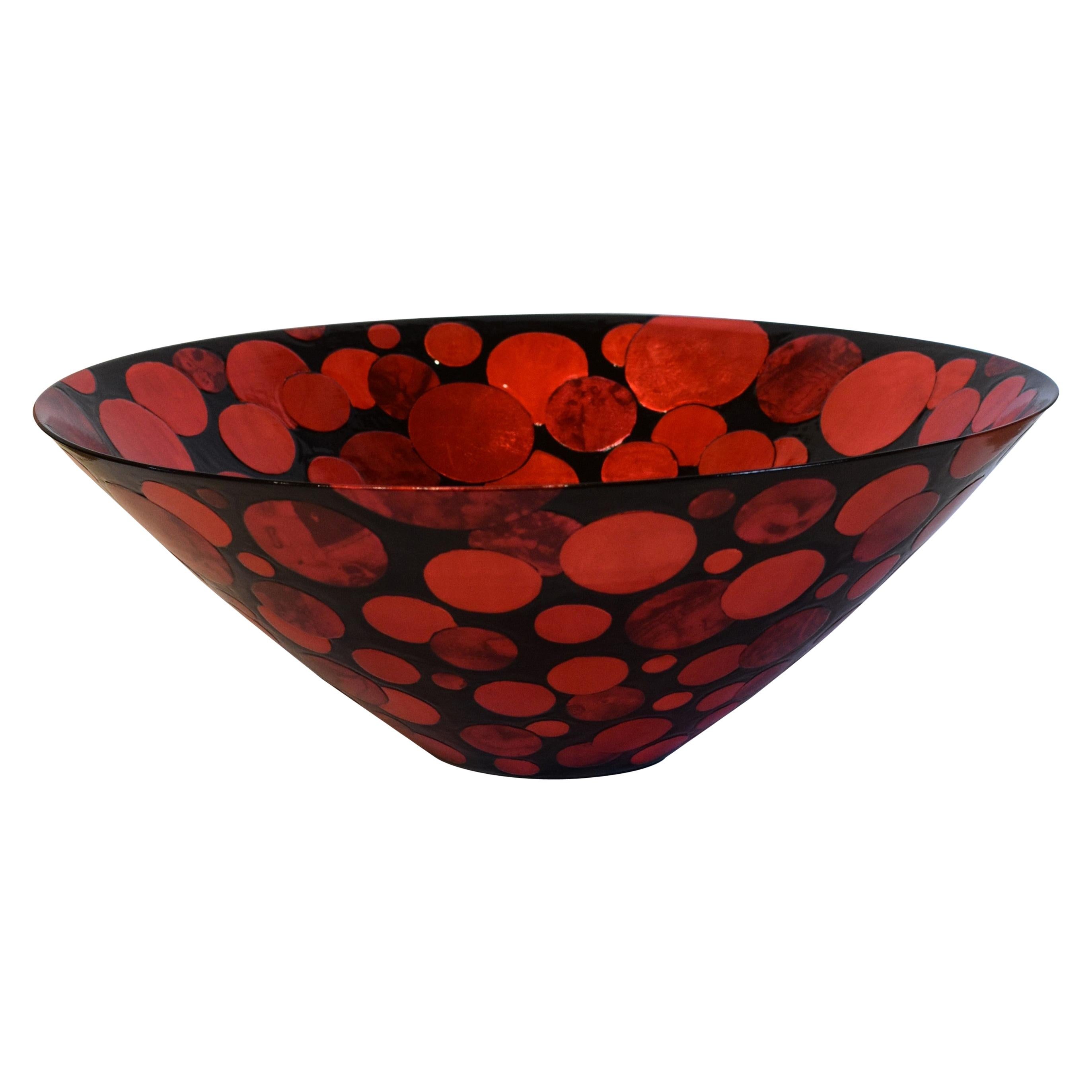 Japanese Contemporary Red Black Porcelain Vase by Master Artist