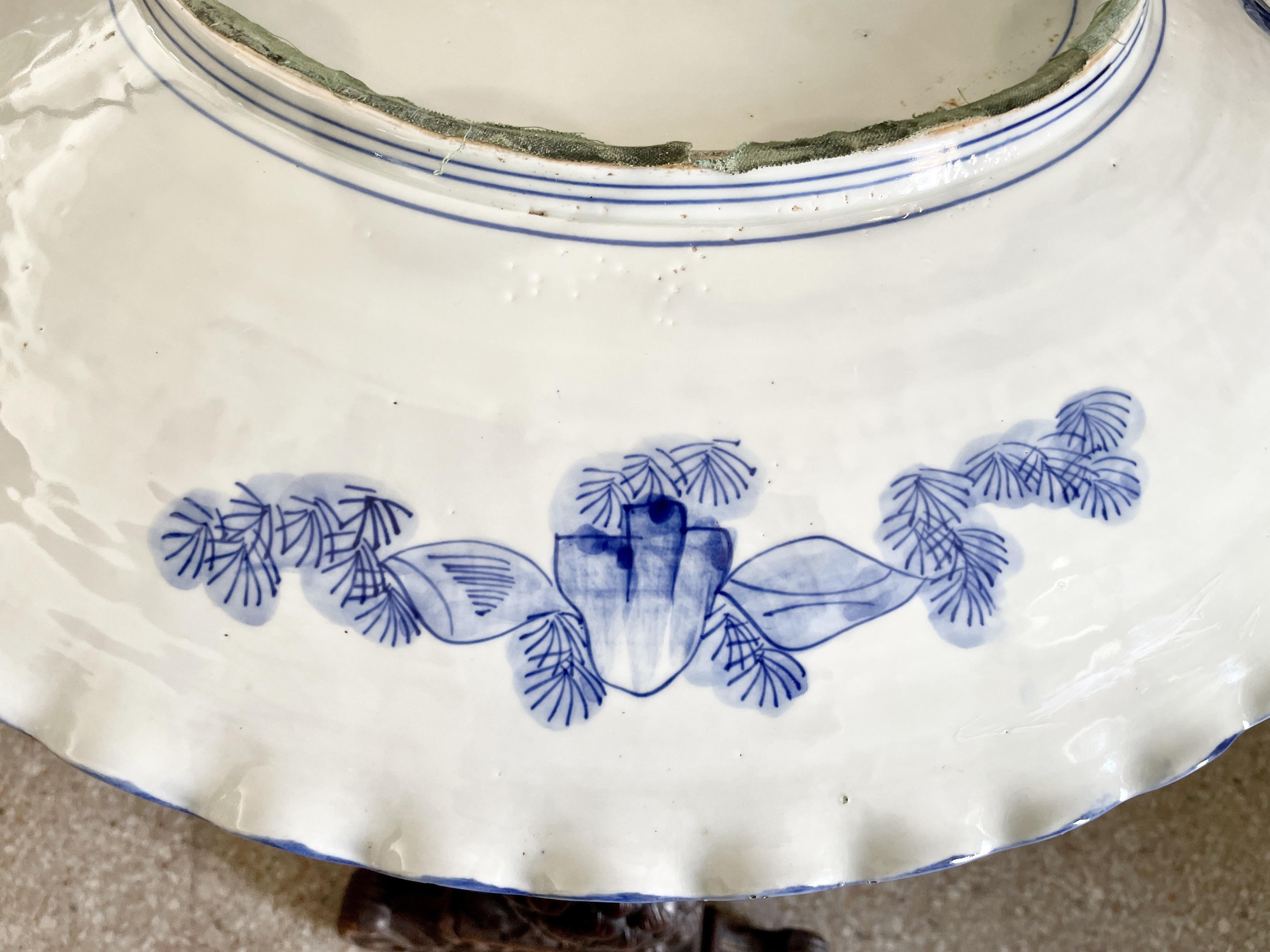 Large Japanese Decorative Blue and White Serving Platter 1