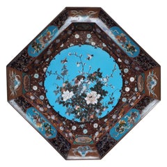 Large Japanese Dish in Cloisonné Enamels, Japan 19th Century Large Japanese Dish in Cloisonné Enamels, Japan 19th Century