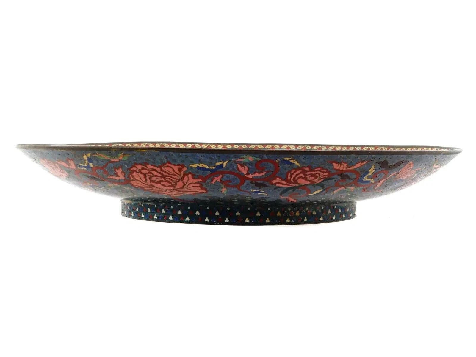 Meiji Large Japanese Dragon Design Cloisonne Enamel Plate For Sale