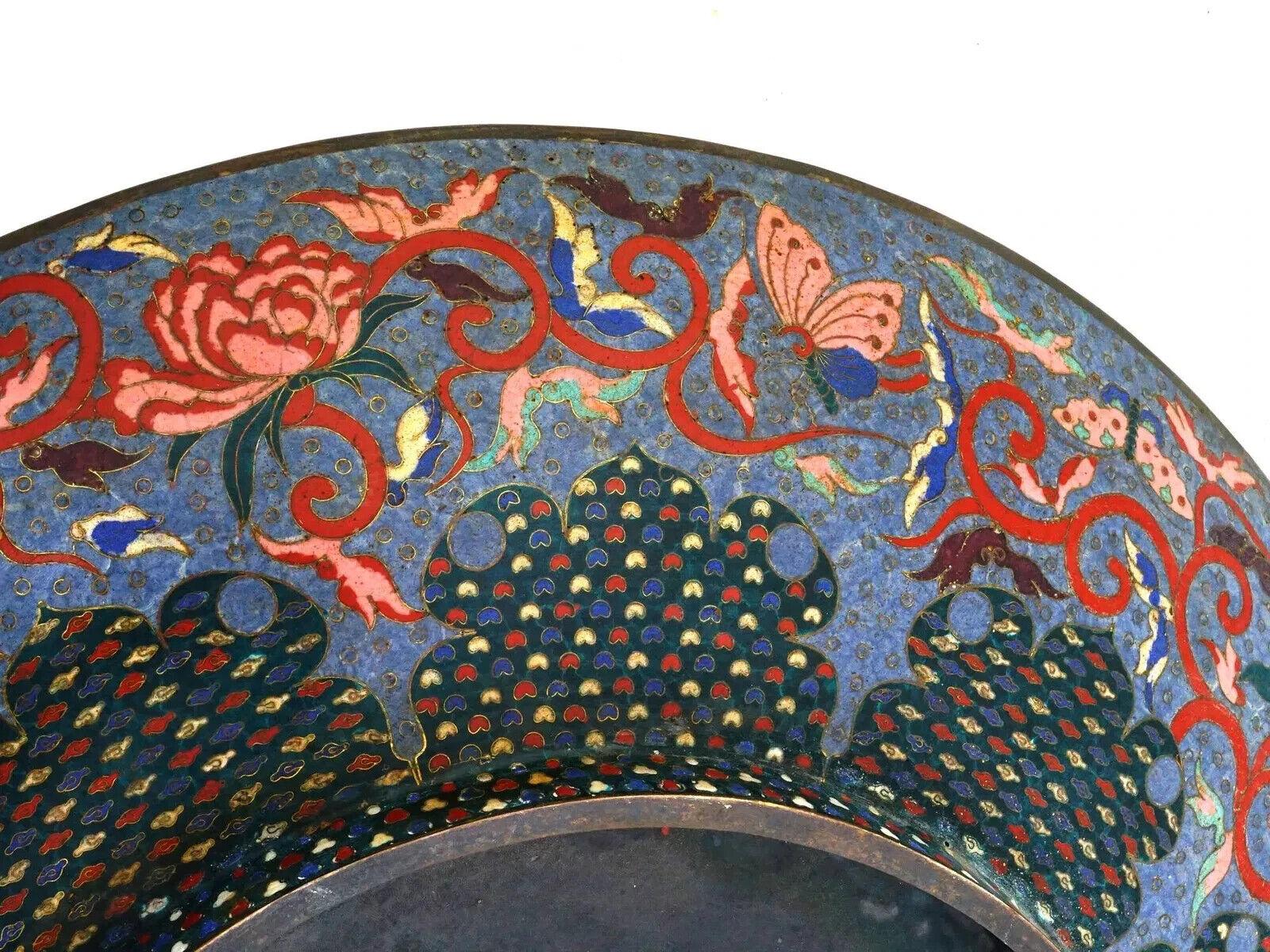 20th Century Large Japanese Dragon Design Cloisonne Enamel Plate For Sale