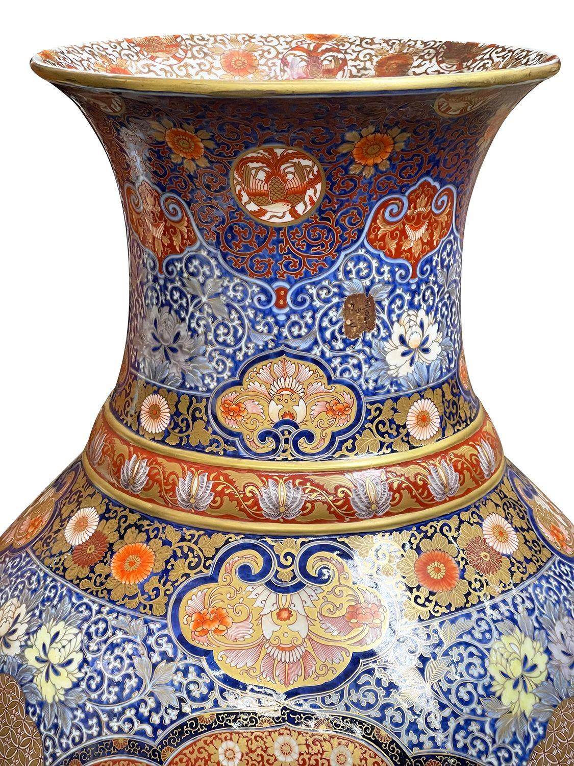 A large fine quality late 19th Century (Meiji period 1868-1912) Japanese Fukagawa Imari vase measuring 129cm (51