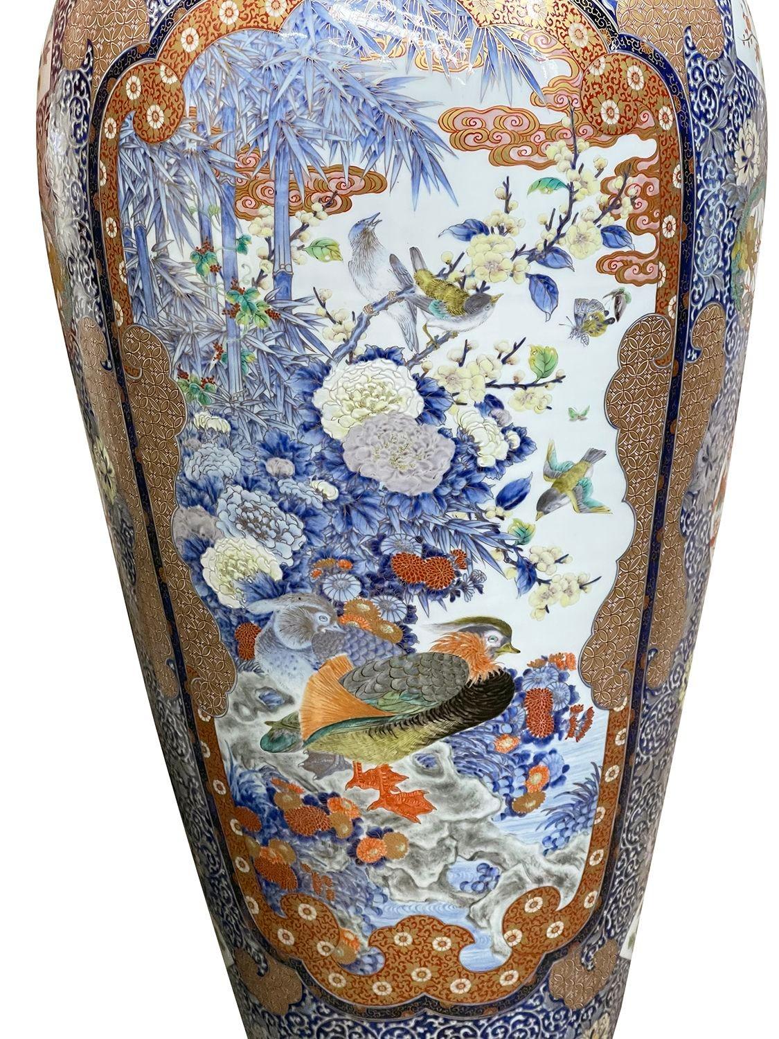 Hand-Painted Large Japanese Fukagawa Imari Vase, 129cm (51