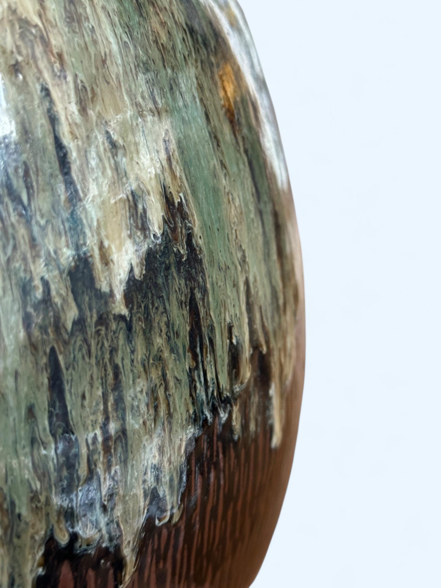 Grand vase japonais en céramique émaillée signé 